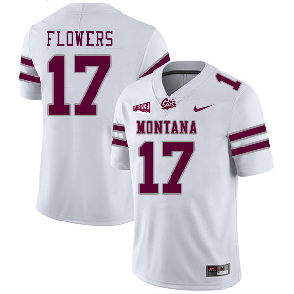 Montana Grizzlies #17 Luke Flowers College Football Jerseys Stitched Sale-White